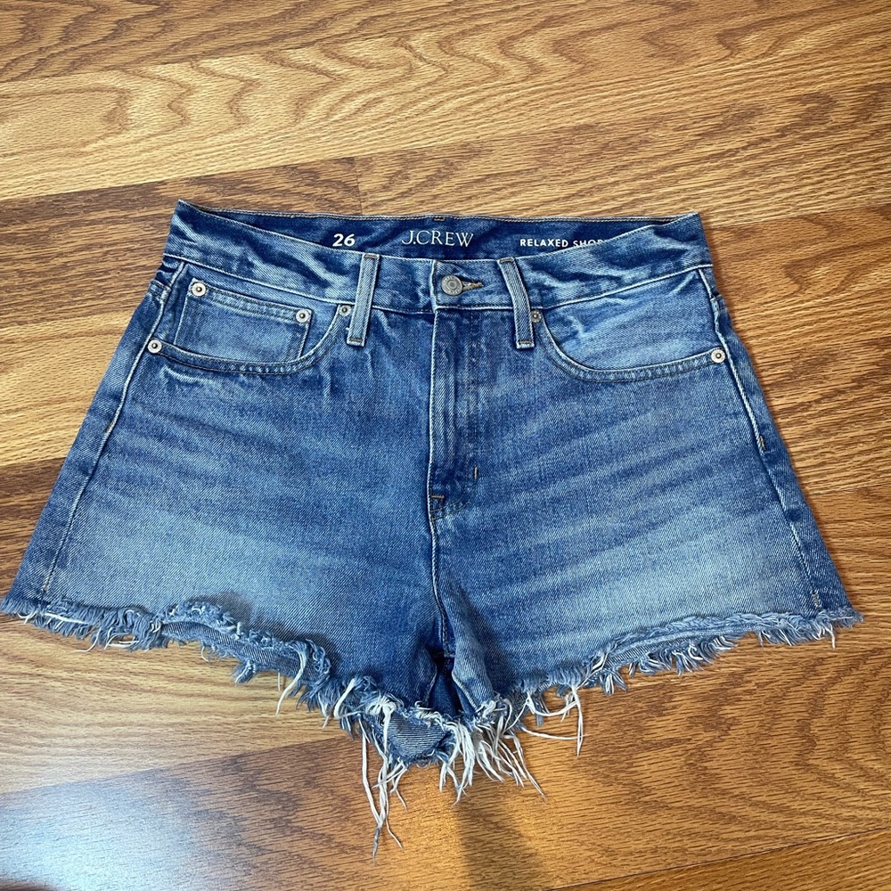 J.Crew Blue Denim Frayed Hem Jean Shorts